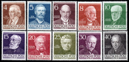 2948.GERMANY,BERLIN,1952-1953 FAMOUS PEOPLE. YT.77-86 MNH - Unused Stamps