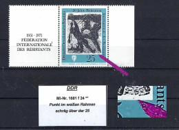 DDR Mi-Nr. 1681 F 24 Plattenfehler Nach RICHTER Postfrisch (2) - Siehe Beschreibung Und Bild - Abarten Und Kuriositäten