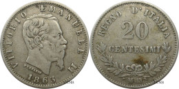 Italie - Royaume - Victor-Emmanuel II - 20 Centesimi 1863 M Milan - TTB/XF40 - Mon5810 - 1861-1878 : Victor Emmanuel II.