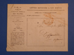 DN12 FRANCE  LETTRE RR 1861 MINISTERES FINANCES   RENVOI DE LETTRE  DOFFONVILLE    +AFF. INTERESSANT++ - 1849-1876: Classic Period