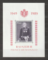 (+ KDO Voir Le 2ème Scan) " PRINCE RAINIER III " Sur BF  NEUF ** MNH De MONACO De 1989. N° YT BF 45. A Saisir !!! - Blocchi