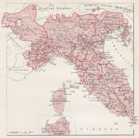 Italia Centro-Settentrionale Nel Secolo XIV, Mappa Epoca Vintage Map - Carte Geographique