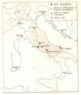 Italia, Principali Monasteri Nei Secoli VI E VII, Mappa Epoca, Vintage Map - Carte Geographique