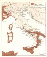 Italia, Incursioni E Invasioni Dei Saraceni, Mappa Epoca, Vintage Map - Carte Geographique