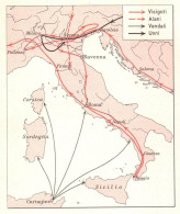 Italia, Invasioni Barbariche Nei Secoli IV E V, Mappa Epoca, Vintage Map - Carte Geographique