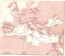 Rifornimenti Di Roma Imperiale, Mappa Epoca, Vintage Map - Carte Geographique