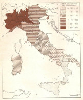 Italia, Distribuzione Popolazione Industriale, Mappa Epoca, Vintage Map - Carte Geographique