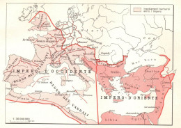 Mondo Romano Alla Fine Impero D'Occidente, Mappa Epoca, Vintage Map - Carte Geographique
