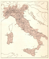 Italia, Rete Stradale Principale Nel 1914, Mappa Epoca, Vintage Map - Carte Geographique