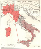 Italia, Spedizione Dei Mille E Intervento Truppe Piemontesi, Mappa Epoca - Carte Geographique