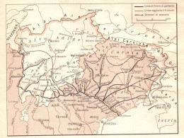 Italia, Schema Operativo Battaglia Di Vittorio Veneto, Mappa Epoca - Landkarten