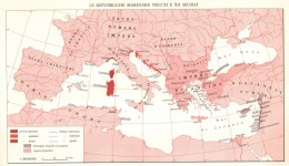 Repubbliche Marinare XI E XII Secolo, Mappa Geografica Epoca, Vintage Map - Cartes Géographiques