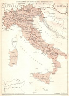 Italia Dopo La Prima Guerra Mondiale, Mappa Geografica Epoca, Vintage Map - Cartes Géographiques