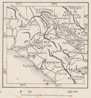 Perù, Arequipa E Dintorni, 1907 Carta Geografica Epoca, Vintage Map - Cartes Géographiques