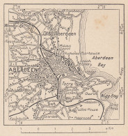 Scozia, Aberdeen E Dintorni, 1907 Carta Geografica Epoca, Vintage Map - Carte Geographique