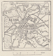 Svizzera, Berna E Dintorni, 1907 Carta Geografica Epoca, Vintage Map - Landkarten