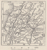 Libano, Beirut E Dintorni, 1907 Carta Geografica Epoca, Vintage Map - Mapas Geográficas