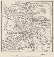 Serbia, Belgrado E Dintorni, 1907 Carta Geografica Epoca, Vintage Map - Cartes Géographiques