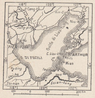 Cina, Porto Arthur, Lüshunkou , 1907 Carta Geografica Epoca, Vintage Map - Mapas Geográficas