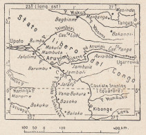 Congo, Fiume Aruwimi, 1907 Carta Geografica Epoca, Vintage Map - Geographical Maps