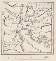 Grecia, Argo, Morea, 1907 Carta Geografica Epoca, Vintage Map - Landkarten