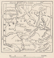 Venezuela, Amazonas, 1907 Carta Geografica Epoca, Vintage Map - Cartes Géographiques