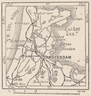 Paesi Bassi, Amsterdam E Dintorni, 1907 Carta Geografica Epoca Vintage Map - Cartes Géographiques