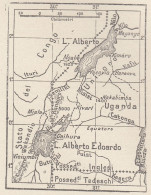 Congo, Uganda, Lago Alberto Nyanza, 1907 Carta Geografica, Vintage Map - Mapas Geográficas