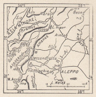 Siria, Aleppo E Dintorni, 1907 Carta Geografica Epoca, Vintage Map - Landkarten