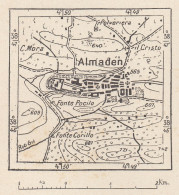 Spagna, Almadén E Dintorni, 1907 Carta Geografica Epoca, Vintage Map - Landkarten