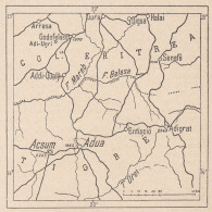 Etiopia, Adua E Dintorni, 1907 Carta Geografica Epoca, Vintage Map - Cartes Géographiques