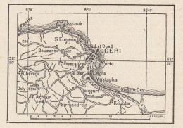 Algeria, Algeri E Dintorni, 1907 Carta Geografica Epoca, Vintage Map - Cartes Géographiques