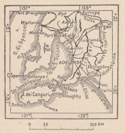 Australia, Adelaide E Dintorni, 1907 Carta Geografica Epoca, Vintage Map - Carte Geographique