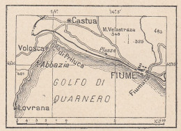 Croazia, Abbazia, Fiume, 1907 Carta Geografica Epoca, Vintage Map - Mapas Geográficas