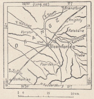 Sudafrica, Bloemfontein, 1907 Carta Geografica Epoca, Vintage Map - Geographical Maps