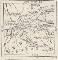 Angola, Cangombe E Dintorni, 1907 Carta Geografica Epoca, Vintage Map - Cartes Géographiques