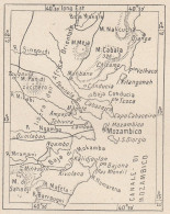 Mozambico, Cabaceira, 1907 Carta Geografica Epoca, Vintage Map - Cartes Géographiques