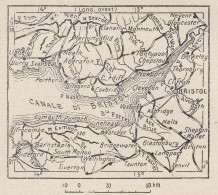 Regno Unito, Bristol E Dintorni, 1907 Carta Geografica Epoca, Vintage Map - Carte Geographique