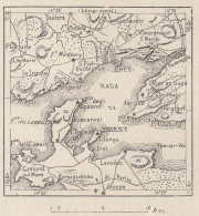 Francia, Brest E Dintorni, 1907 Carta Geografica Epoca, Vintage Map - Cartes Géographiques