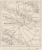 Romania, Bucarest, 1907 Carta Geografica Epoca, Vintage Map - Cartes Géographiques