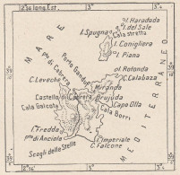 Spagna, Isola Di Cabrera, 1907 Carta Geografica Epoca, Vintage Map - Carte Geographique