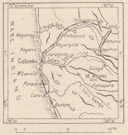 Sri Lanka, Colombo E Dintorni, 1907 Carta Geografica Epoca, Vintage Map - Geographical Maps