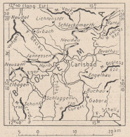 Repubblica Ceca, Carlsbad, 1907 Carta Geografica Epoca, Vintage Map - Cartes Géographiques