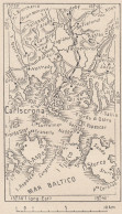 Svezia, Karlskrona E Dintorni, 1907 Carta Geografica Epoca, Vintage Map - Geographical Maps