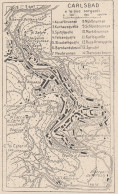 Repubblica Ceca, Carlsbad, 1907 Carta Geografica Epoca, Vintage Map - Mapas Geográficas