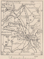 Regno Unito, Carlisle E Dintorni, 1907 Carta Geografica Epoca, Vintage Map - Cartes Géographiques