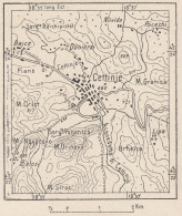 Montenegro, Cettigne E Dintorni, 1907 Carta Geografica Epoca, Vintage Map - Geographical Maps