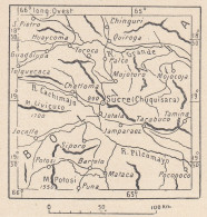 Bolivia, Chuquisaca , 1907 Carta Geografica Epoca, Vintage Map - Landkarten
