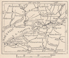 Russia, Il Fiume Don, 1907 Carta Geografica Epoca, Vintage Map - Geographische Kaarten