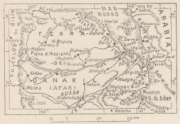 Etiopia, Danakil, Afar, 1907 Carta Geografica Epoca, Vintage Map - Carte Geographique